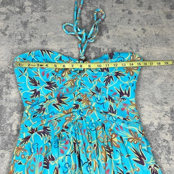 NWT ALC Violet Silk Halter Midi Dress Handkerchief Hem Grotto Floral Sz 8 - Picture 11 of 14